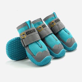 Pet Non-Skid Booties, Waterproof Socks Breathable Non-Slip with 3m Reflective Adjustable Strap Small to Large Size (4PCS/Set) Paw Protector (Color: Blue, Size: M)