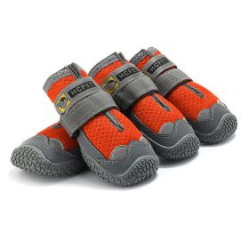 Pet Non-Skid Booties, Waterproof Socks Breathable Non-Slip with 3m Reflective Adjustable Strap Small to Large Size (4PCS/Set) Paw Protector (Color: Orange, Size: S)