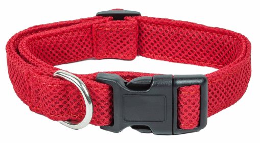 Pet Life 'Aero Mesh' 360 Degree Dual Sided Comfortable And Breathable Adjustable Mesh Dog Collar (Color: Red, Size: small)