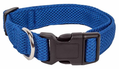Pet Life 'Aero Mesh' 360 Degree Dual Sided Comfortable And Breathable Adjustable Mesh Dog Collar (Color: Blue, Size: large)