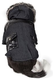 Ruff-Choppered Denim Fashioned Wool Pet Coat (Size: medium)