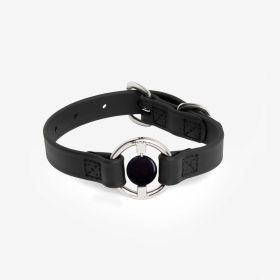 Luxury Spill-Proof Dog Collar Embedded with Healing Crystal (Color: black, Size: X-Small)