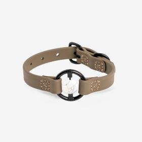 Luxury Spill-Proof Dog Collar Embedded with Healing Crystal (Color: Martini Olive, Size: large)